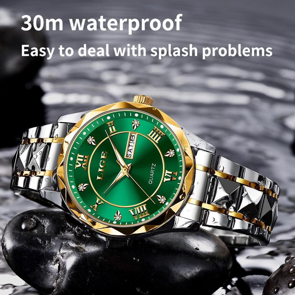 LIGE Luxury Quartz Men Watch Waterproof Luminous  Man Watch Stainless Steel Business Wristwatches