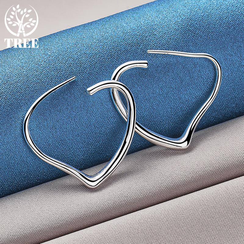 925 Sterling Silver Heart-shaped 29x37mm Circular Earrings, Fashionable Jewelry Earrings