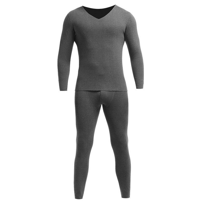 Men's Velvet-Lined Thermal Underwear Set: Seamless Cotton Sweater and Pants for Autumn/Winter