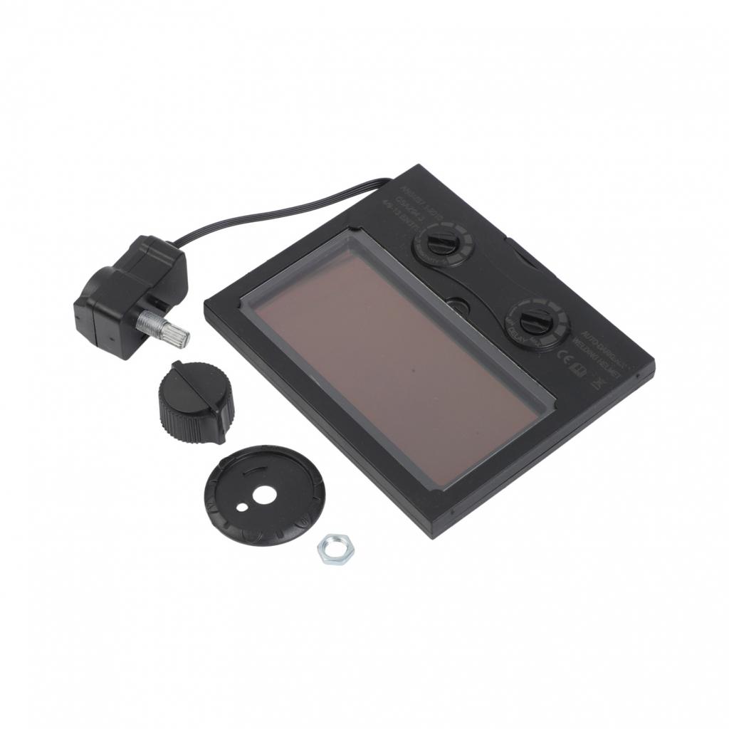 Sveisehjelm med automatisk nedblending, drevet av solceller, med utskiftbart glass