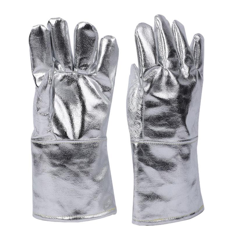 Thickening Aluminum Foil Gloves High Temperature Cowhide Gloves Heat Insulation Anti-radiation Work Gloves Kitchen Oven Gloves