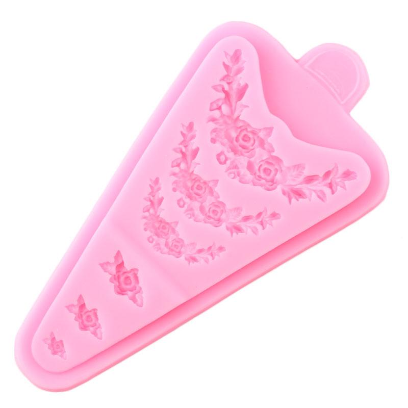 Flower Wreath Cake Border Silicone Moulds Fondant DIY Wedding Cake Decorating Tools Cupcake Topper Candy Clay Chocolate Mould