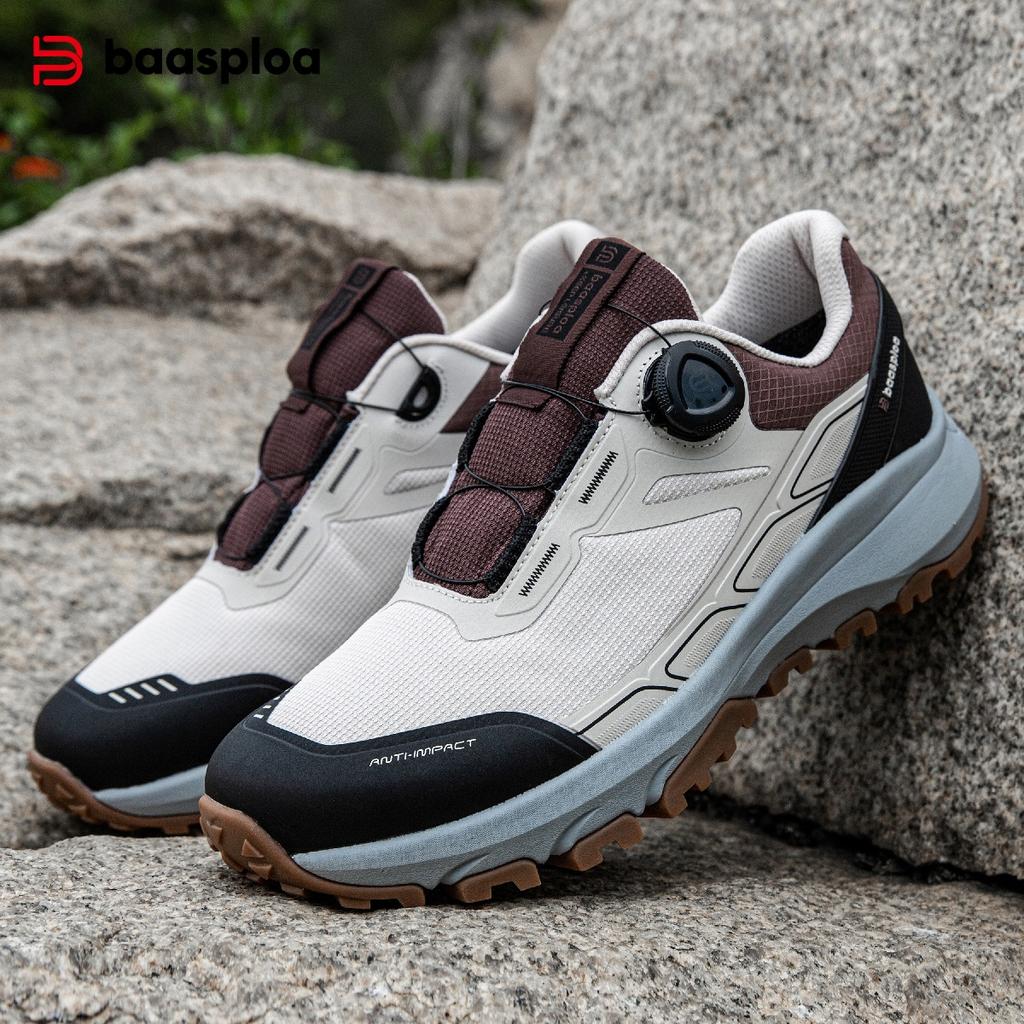 BAASPLOA Ghete de drumeție pentru bărbați, pantofi de drumeție pentru bărbați, cataramă rotativă, ușori, antiderapanți, marcă de exterior pentru bărbați, pantofi pentru bărbați, iarnă, îmbunătățire, îngroșați