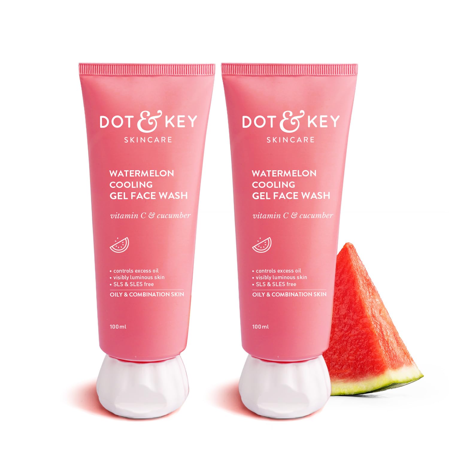 

Dot & Key Watermelon Super Glow Gel Face Wash 100 Ml X Pack Of 2 For Daily Bright Look Oil Control Gentle Cleanser