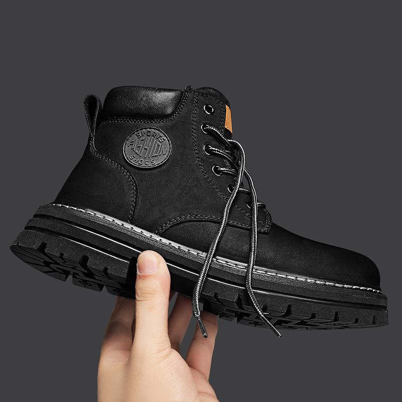 Martin Boots Men's Genuine Leather Big Yellow Boots In Autumn and Winter British Style High Top Middle Top Work Clothes Plus Velvet Cotton Shoes