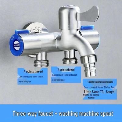 ZISIZ Stainless Steel 1-in-3-Out Washing Machine Faucet