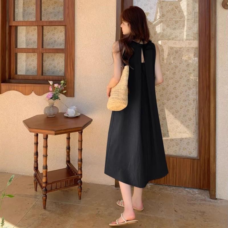 

Женское летнее платье без рукавов с халтером для пляжа 2025 One Size чёрный