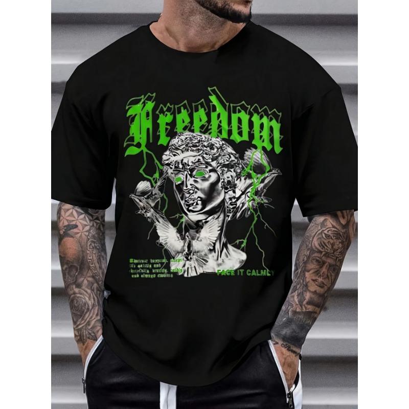 T-shirt a maniche corte casual estiva da uomo giovane alla moda sportiva stampata larga europea-americana