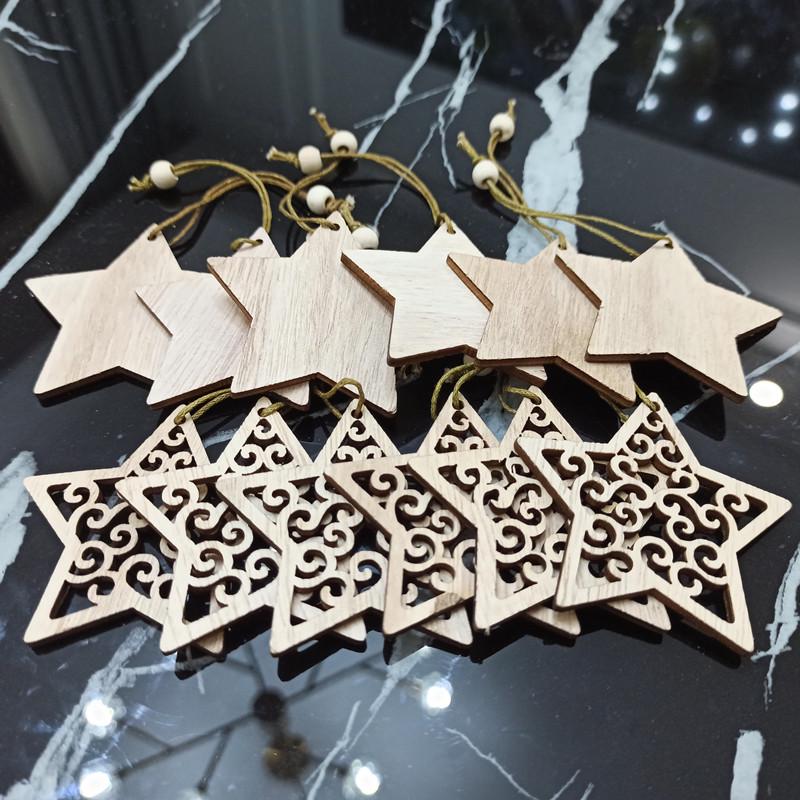 Handmade Wooden Snowflake Christmas Tree Ornaments - Small Tree Decoration Accessories