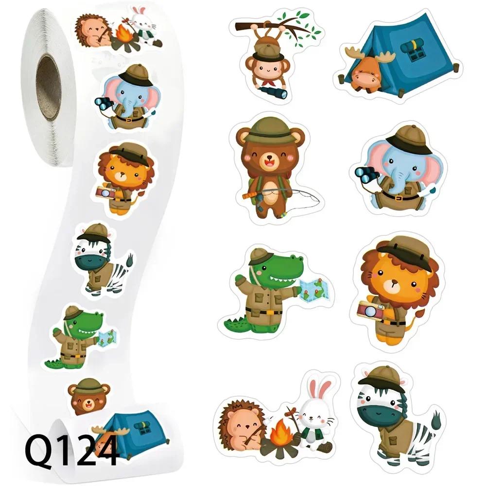 Animals Stickers 500Pcs/Roll Heterotypic Forest 2.5cm/1.0'' Art Labels Learning Rewards Adorn Gifts For Watercup Phone PC Pad