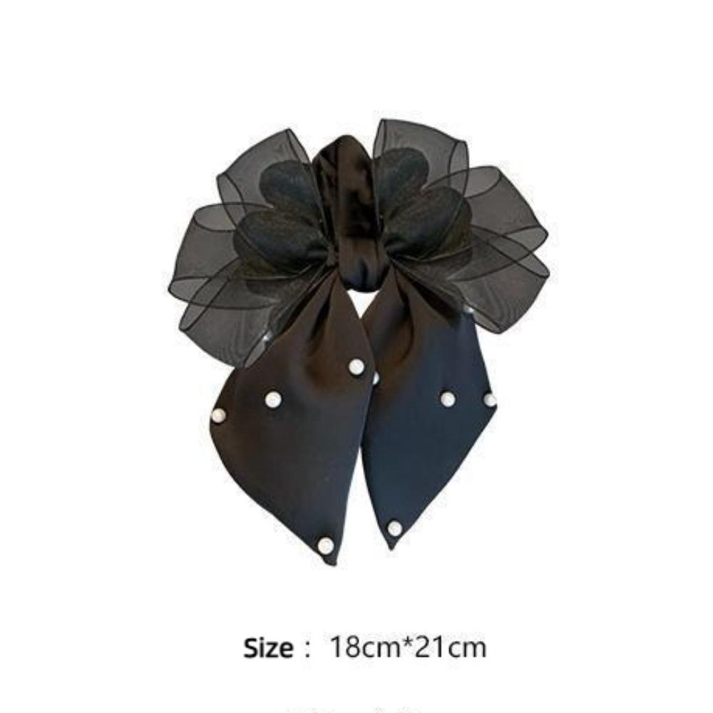 Bow Ponytail Bow Hair Scrunchie Pearls Bowknot Hair Bands Delicate Elastic Hair Band