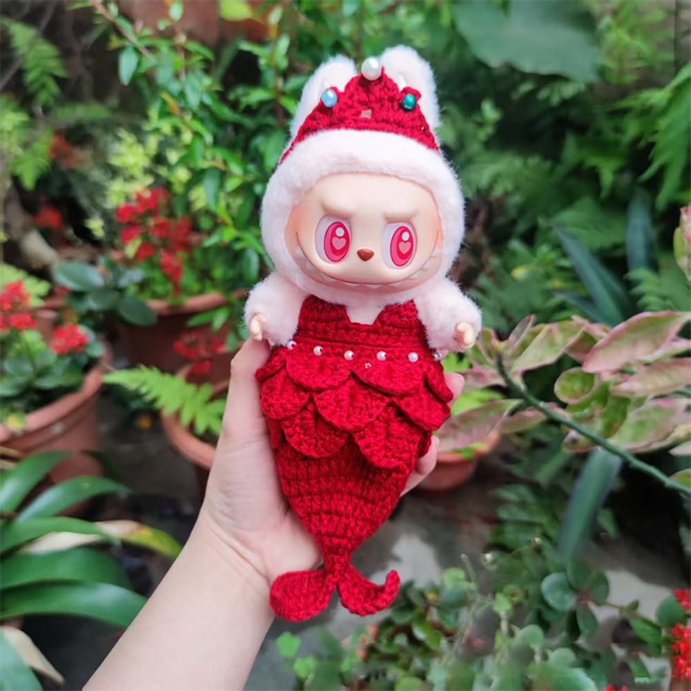 For 17cm Labubu Doll Clothes Fashion Clothes Swimwear Mermaid Clothes Color Match Cherry Suit Dolls Accessories Cute Decoration Little Clothes