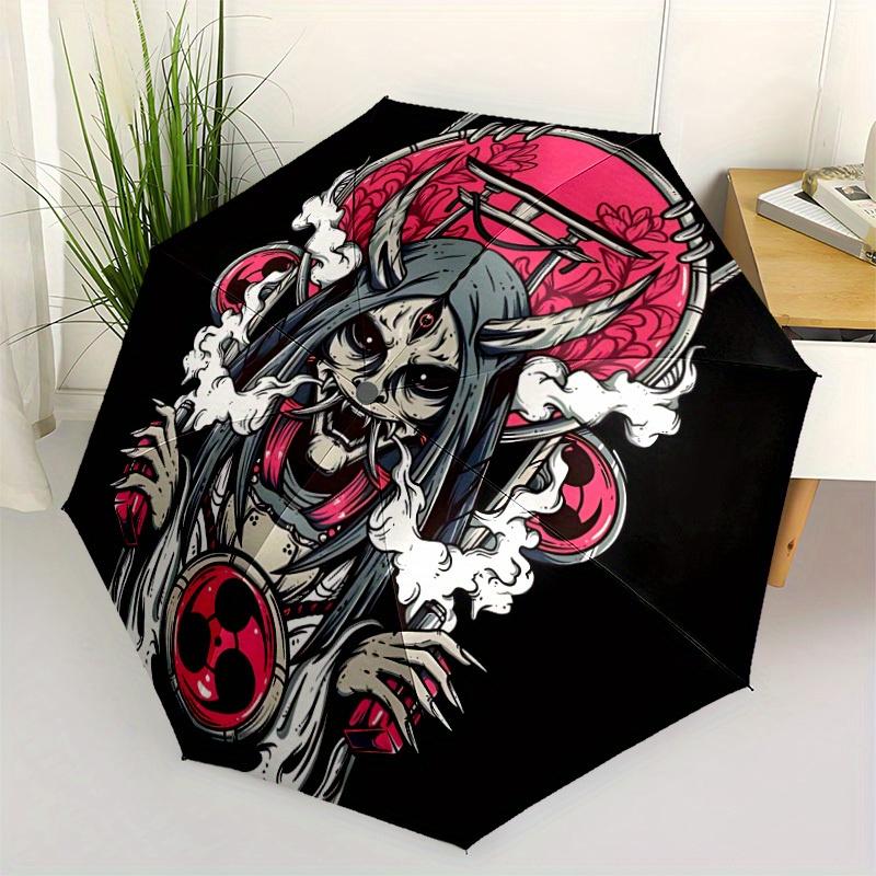 1pc Skull Auto Open/close, All-Season Portable Folding Umbrella for Women & Men, Travel, Everyday, Formal Events - Compact Luxury Parasol, Outdoor Acc
