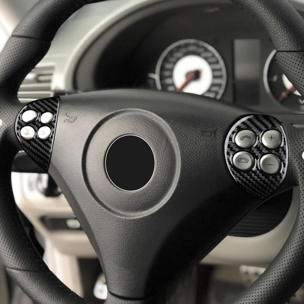 AIRSPEED Carbon Fiber Steering Wheel Button Decorative Frame for SLK R171 Stylish Interior Garnish for Interior with Tape Mercedes-Benz (2nd