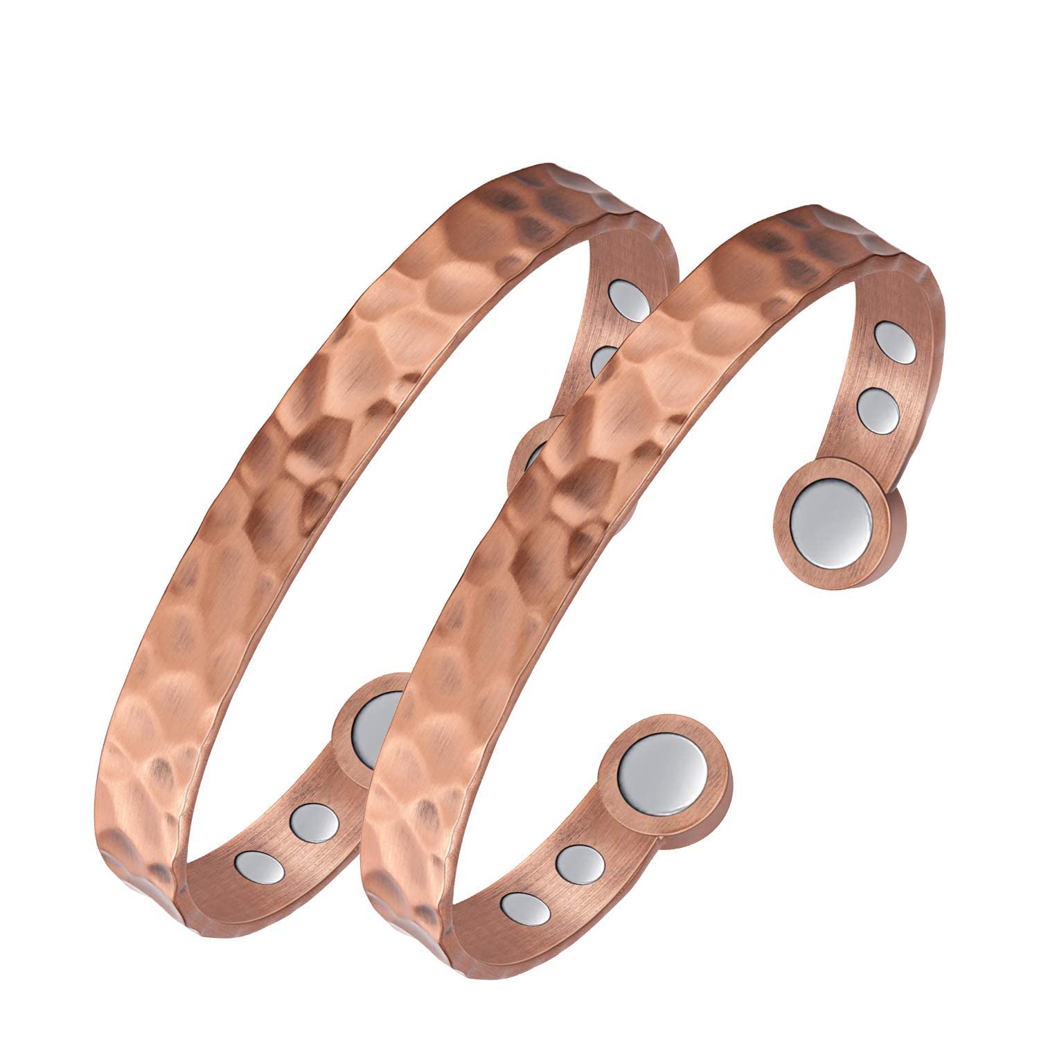 Jecanori 2Pcs Magnetic Copper Bracelets for Women,Magnetic Bracelets 100% Copper Cuff Bangle with 3500 Gauss Magnet Mother s DayJewelry Gifts