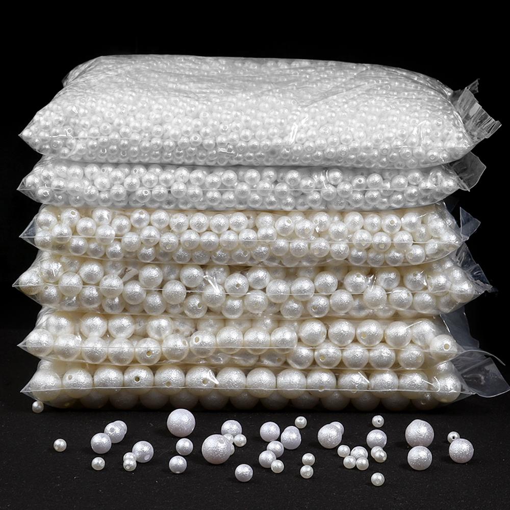 30-300pcs/lot Multisize ABS Imitation Pearl Beads Frosted Big Hole Acrylic Round Beads For DIY Craft Bracelet Necklace Wholesale