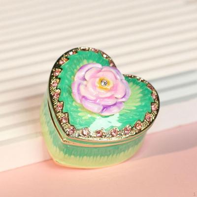 Heart Shape Jewelry Box Organizer Tabletop Decorative Alloy Trinket Holder Case
