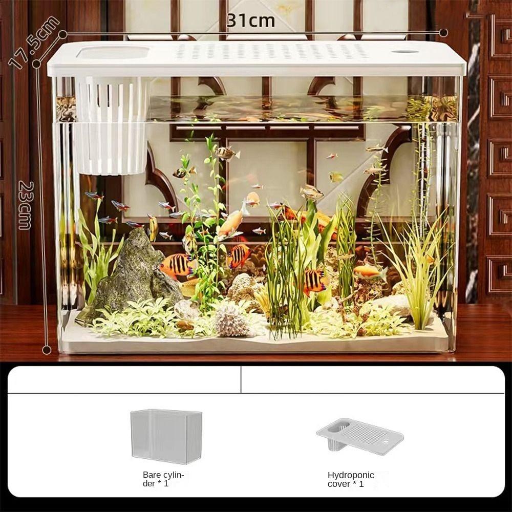 Transparent Desktop Aquarium with Lid Turtle Tank Durable Ecological Water Tank  for Home