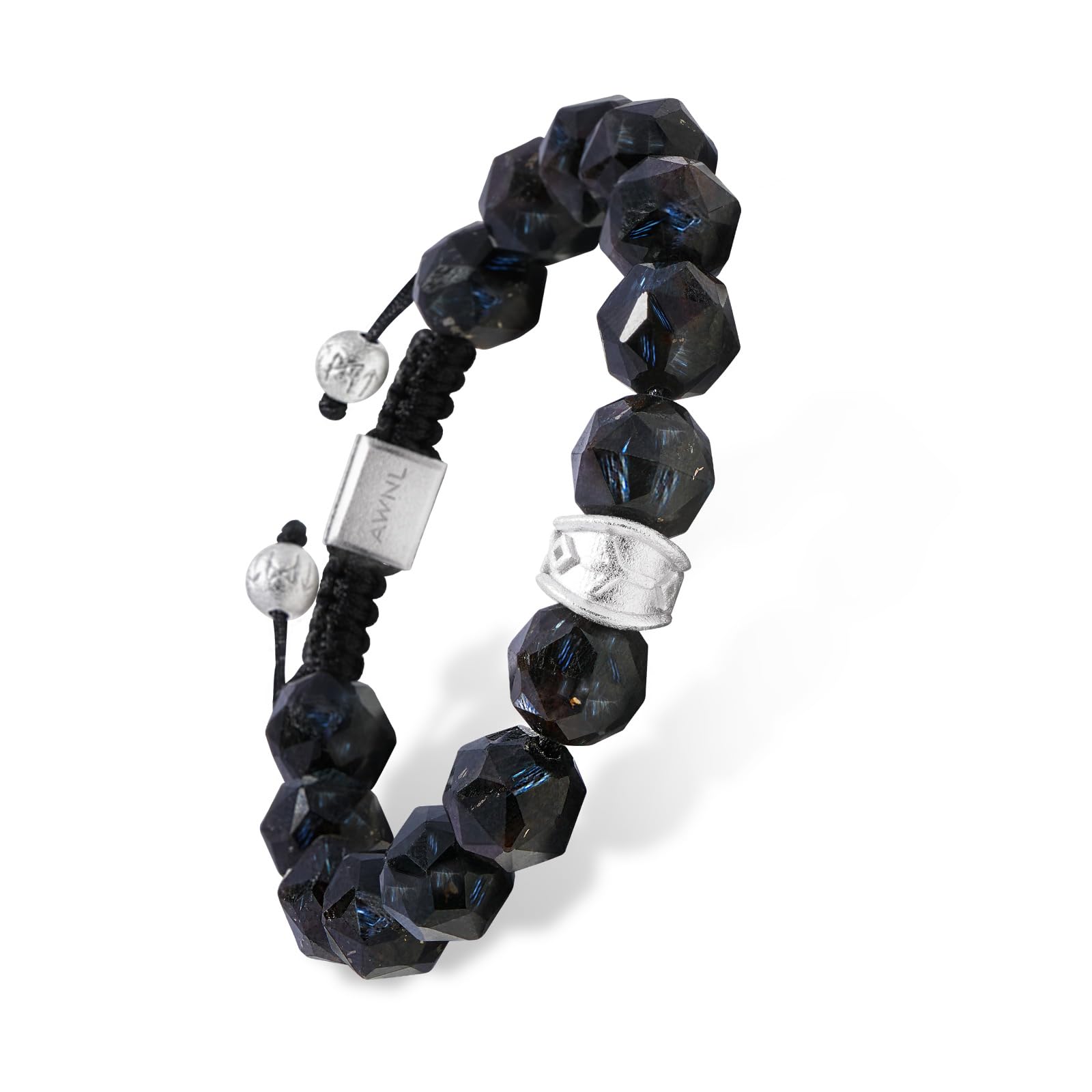 

AWNL Плетений чорний браслет з натурального каменю з нуумітом Стародавній 10мм Чоловічий Камінь, Намистини, Шнурок, Амулет, 15.5-17см