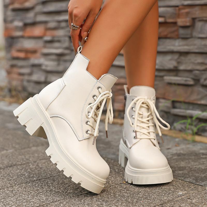 Martin boots women's winter new fashion velvet thick-soled heightening locomotive small short boots