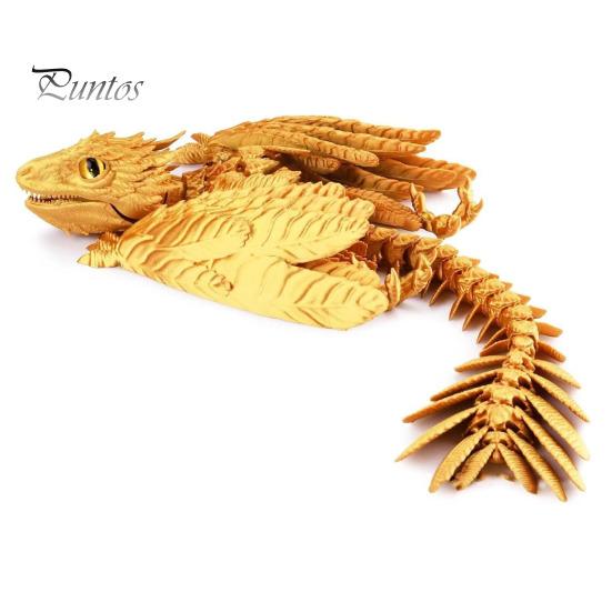 3D Printed Feather Dragon Figurine Movable Joints Flying Dragon Figure Articulated Winged Dragon Model Toy Home Office Desktop Decoration Ornament