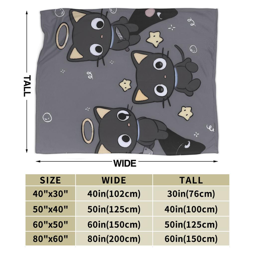 Cute Chococats Plush Blanket Boy Girl Black Cat Flannel Throw Blanket For Outdoor Soft Warm Custom DIY Quality Bedspread Gift