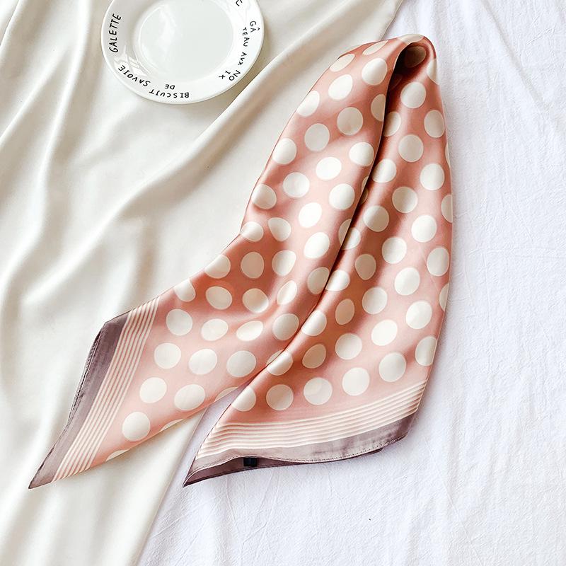 

Весенний шарф в горошек из искусственного шелка: Модный, универсальный, элегантный декор. 70*70cm светло-розовый