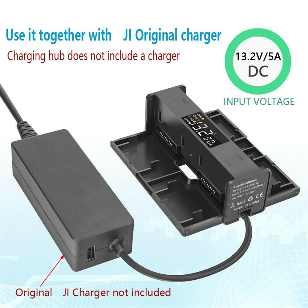 For DJI Air 2S Mavic Air 2 4 In1 Smart LED Battery Charger Digital Display Charging Hub