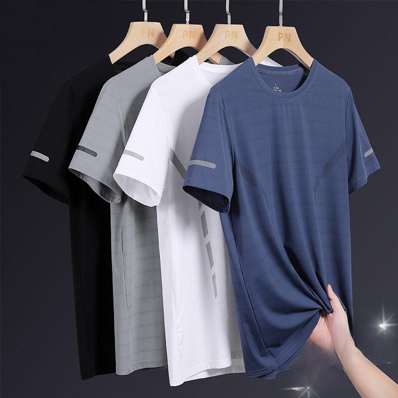 

Футболка мужская дышащая, быстросохнущая, спортивная, с короткими рукавами, тонкая секция, летняя свободная одежда с короткими рукавами, с короткими рукавами, с ощущением льда