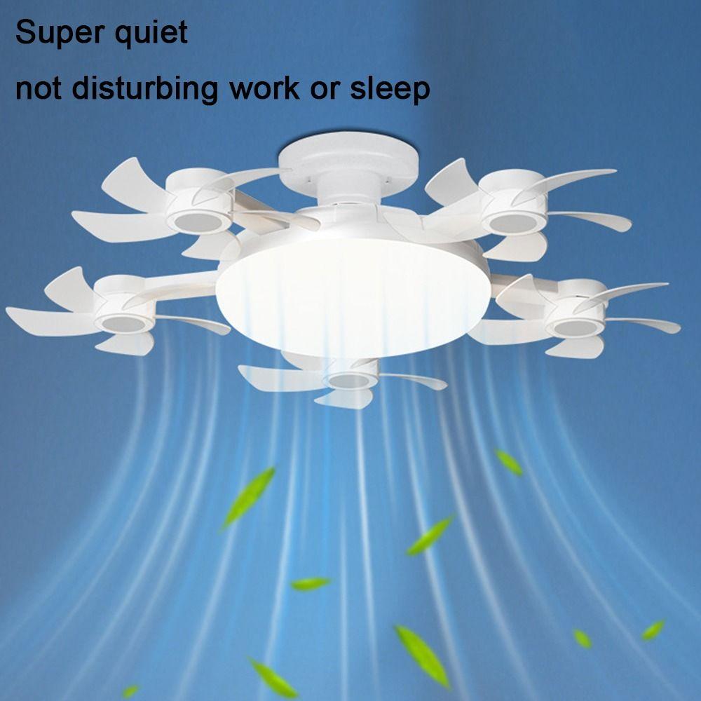 Wind Speed Adjustable Hanging Fan with LED Light 3 Lighting Modes Electric Cordless Fan Office