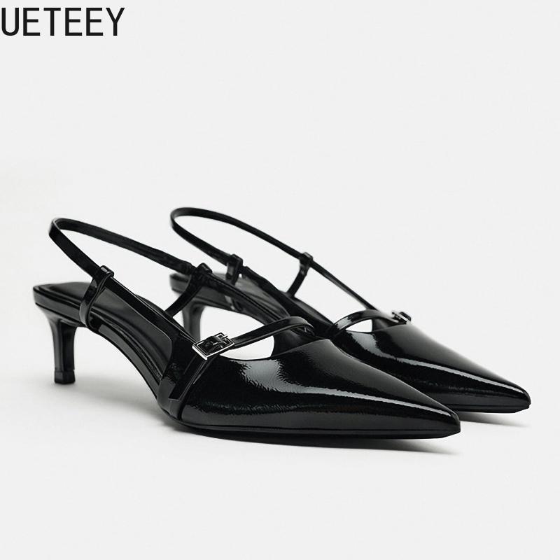 Fashion 2025 Summer Pointed Toe Women Sandals Fashion Shallow Singbacks Shoes Design Style Low Heels Banquet Party Sandals Shoes