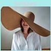 Foldable Women Fashionable Casual Woven Hat With Large Brim Holidays For