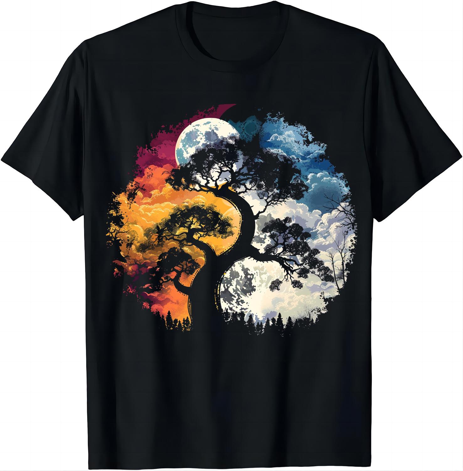 

Tree of Life Yin Yang T-Shirt Chinese Yin-yang Tai Chi Means Harmonious Clothes Shirts for Women Graphic T Shirts Tops 4XL