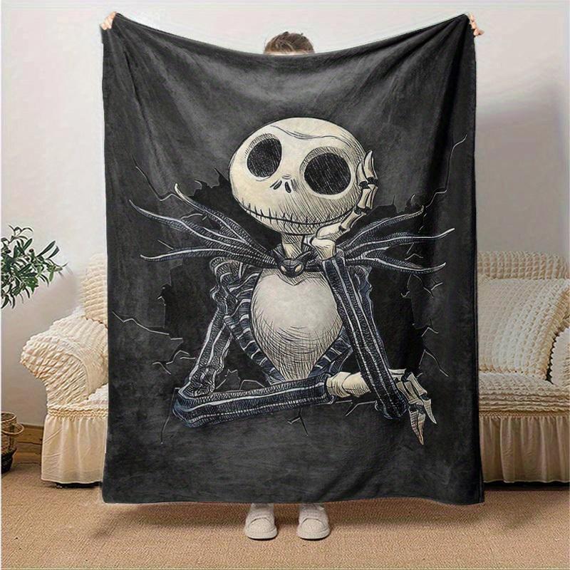 1pc. Cute Cartoon Skeleton Blanket, Perfect for Home Decor, Seasonal Use, and Gift Ideas | Cozy & Stylish Halloween Theme Blanket | Ideal Fo