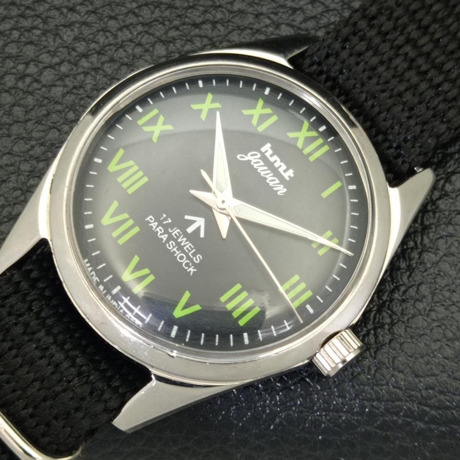 HMT JAWAN AUTENTYCZNY INDYJSKI MĘSKI Z NAKIĘCANĄ RĘCZNIE CZARNYM CYFERBLATEM ZEGAREK a600045-5