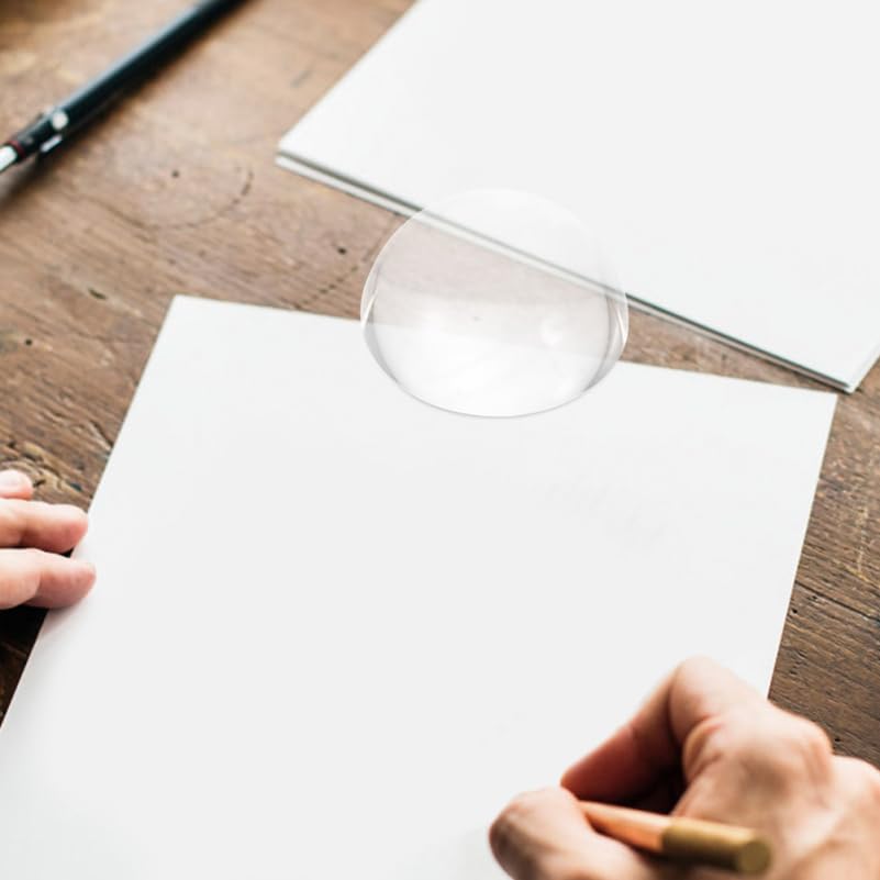 Operitacx Set of 2 Clear Glass Dome Paperweights for Calligraphy Practice, Multi-Purpose Desk Accessories, Approx. 1.57" x 1.57" x 0.79