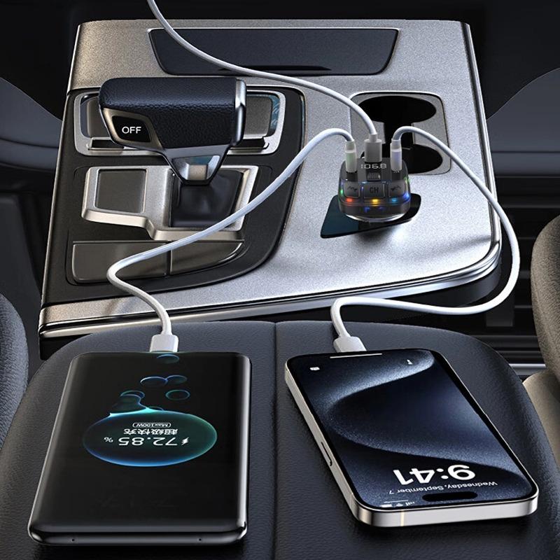 Goolsky Bluetooth FM-zender, Auto-MP3-muziekspeler, Bluetooth 5.0 FM-zender, Radio-ontvanger, Dual USB- En PD-autolader, Ondersteuning Voor TF-kaart/USB-drive, Handsfree Spanningsweergave