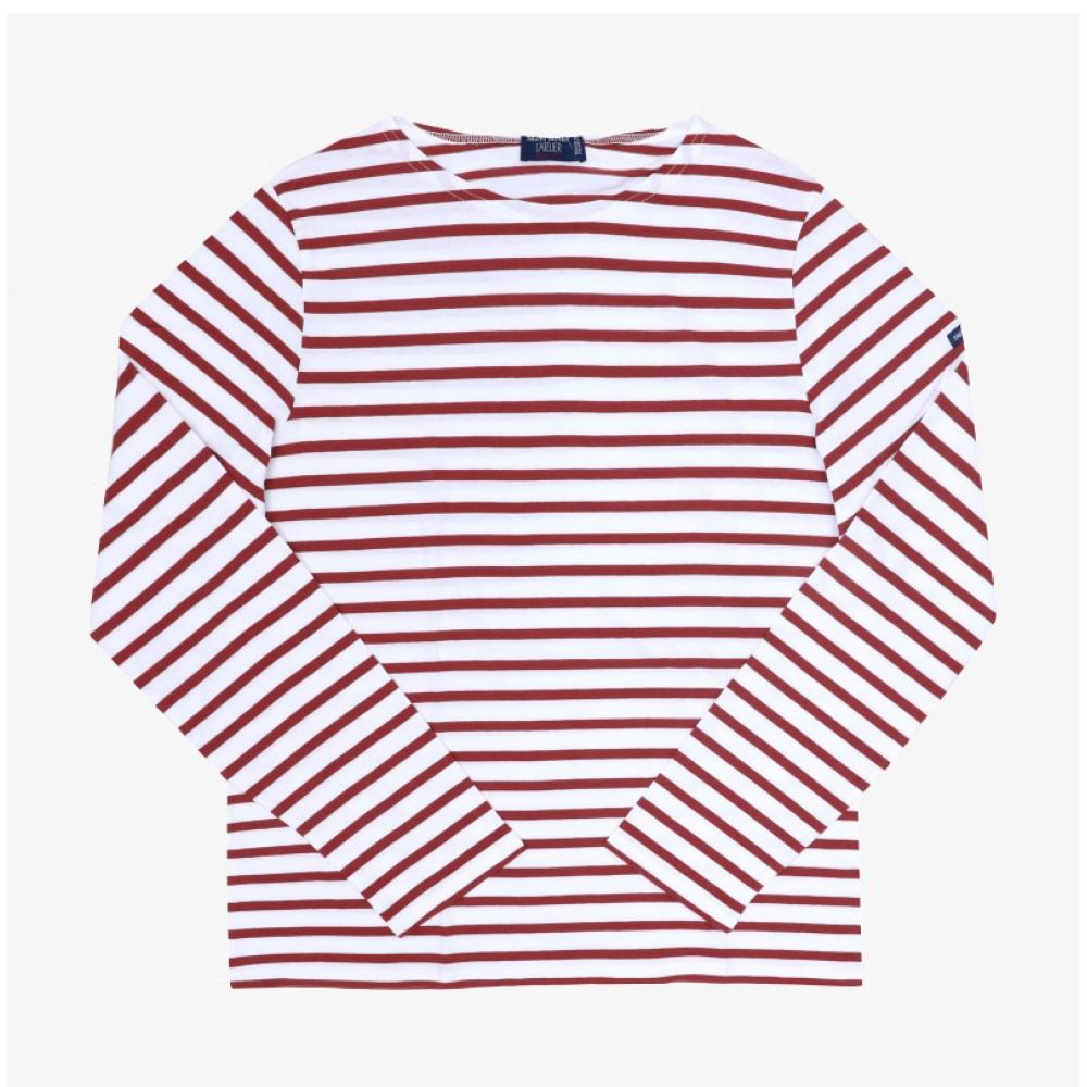 Camiseta unisex de manga larga Saint James Modern Stripe 9858 Nieve Terracota