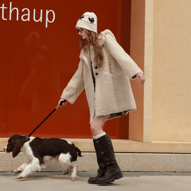 

Sancai 2025 Зимнее свободное пальто средней длины с капюшоном из искусственного меха L