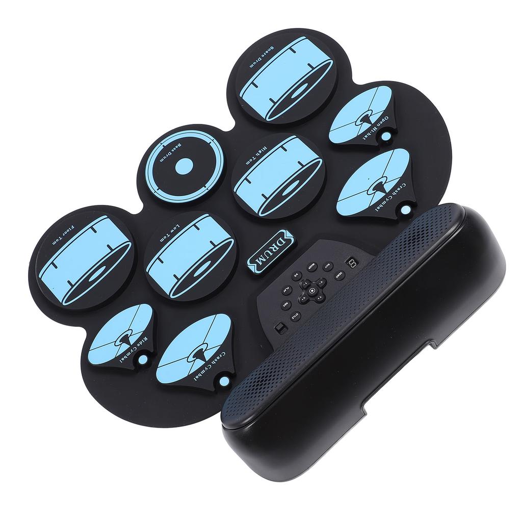 Electronic Drum Pad Hand Rolled Drum Pad Double Speakers Rechargeable Silicone Roll Up Drum Pad