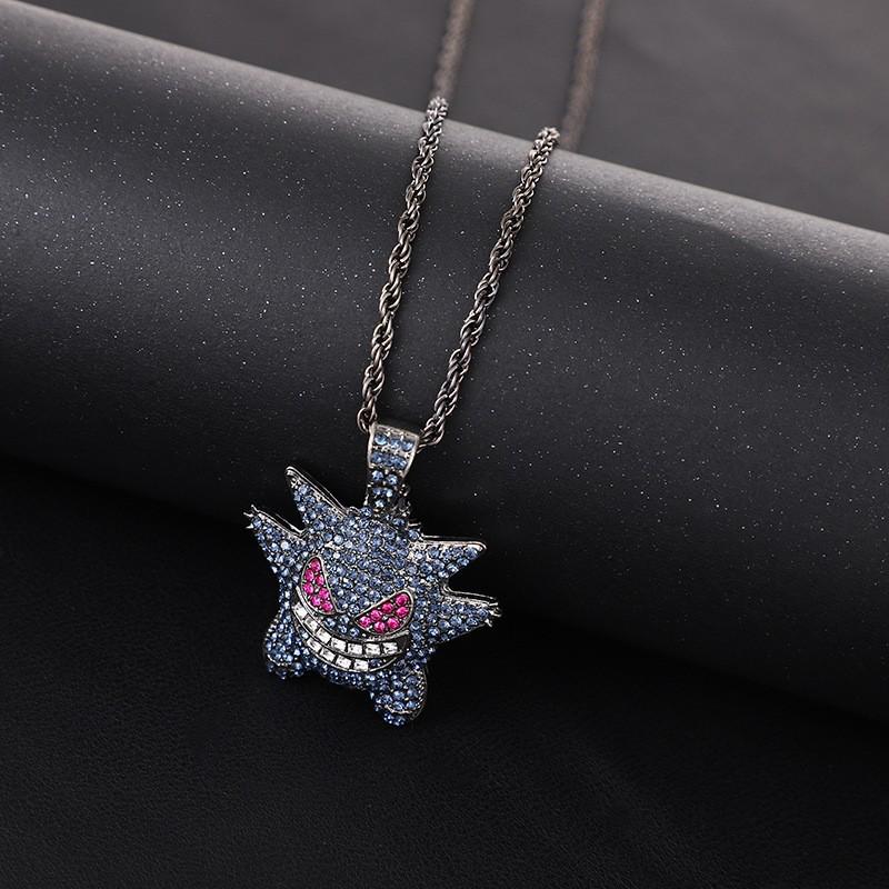 Diamond Gengar Pendant Hip Hop Necklace: Unisex Street Style Accessory Chain
