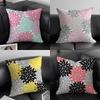 Dahlia Flower Pattern Cushion Cover Pillowcase Comfort Sofa Bed Silky Elegant Invisible Zipper Decorative Cushion Cover