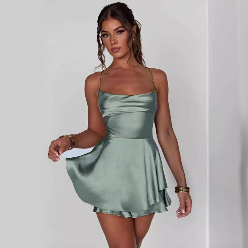 Summer Sexy Slip Dress With Spliced Polyester And Spandex For Night Out