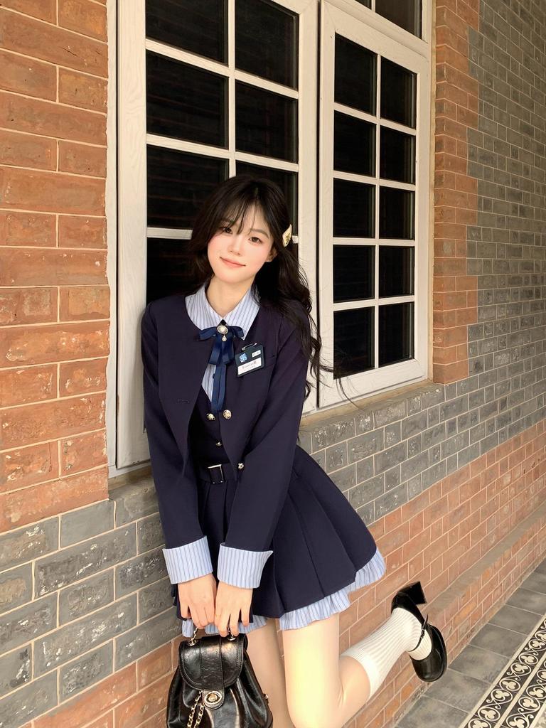 Luos Academy Japanese Sweet JK Uniform Two-Piece Dress & Jacket Set