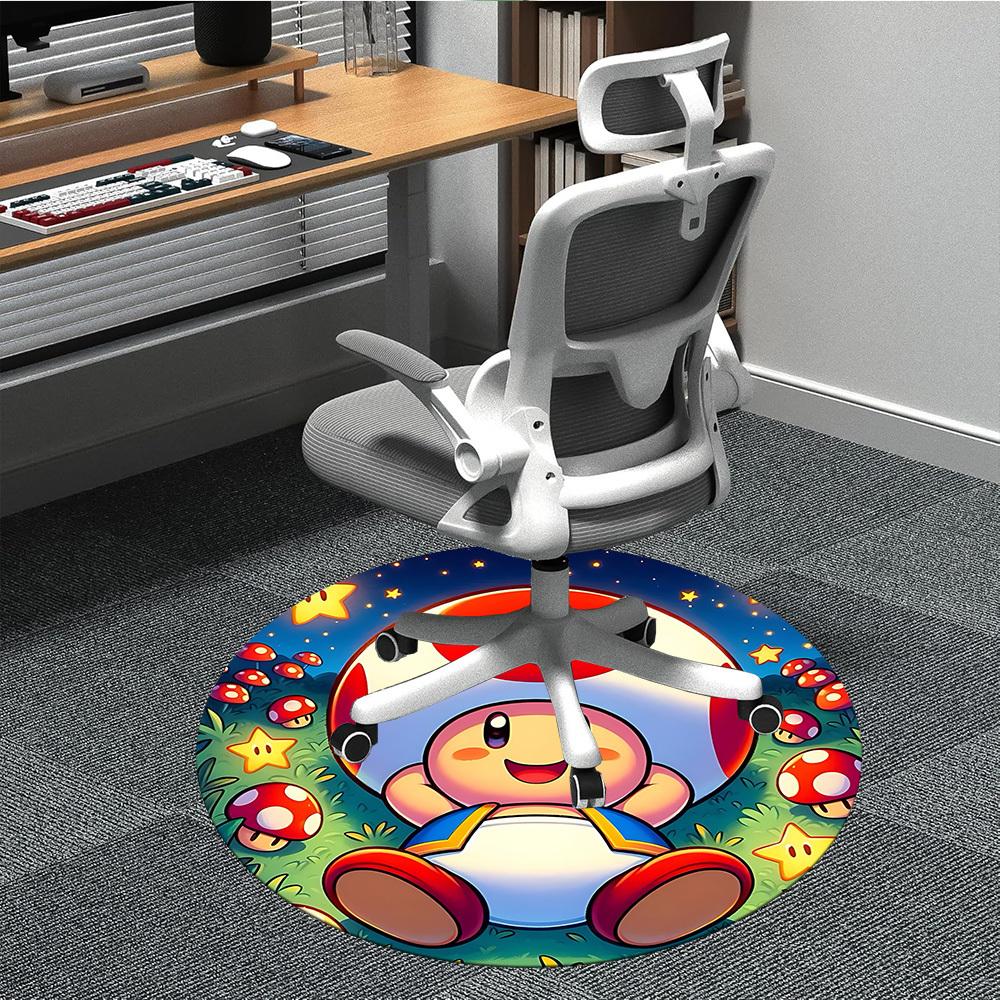 

1pc Mushroom Star Chair Carpet for Office, Indoor Non-Slip Polyester Fiber Carpet, Machine Washable, Durable Construction yy251205112 80cm by 80cm