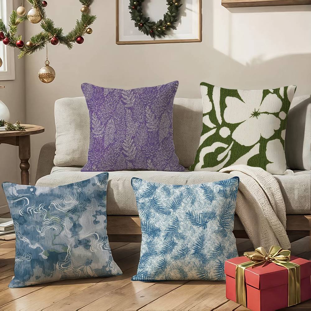 Printing Style Pillow Case Anti-dustmite Pillowcase Invisible Zipper Silky Short Plush Sofa Cushion Cover