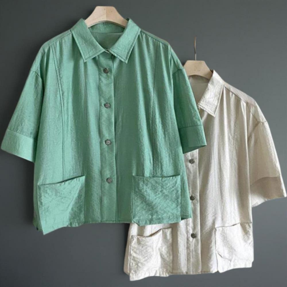 New Arrivals Open Run Women Semi Crop Pintuck Casual Blouse