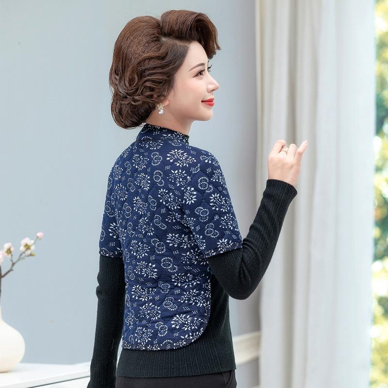 Women's Camel Hair Cotton Vest - Mid-Aged & Elderly, Warm, Thickened, Plus Velvet, Short-Sleeved, Waist & Shoulder Protection.