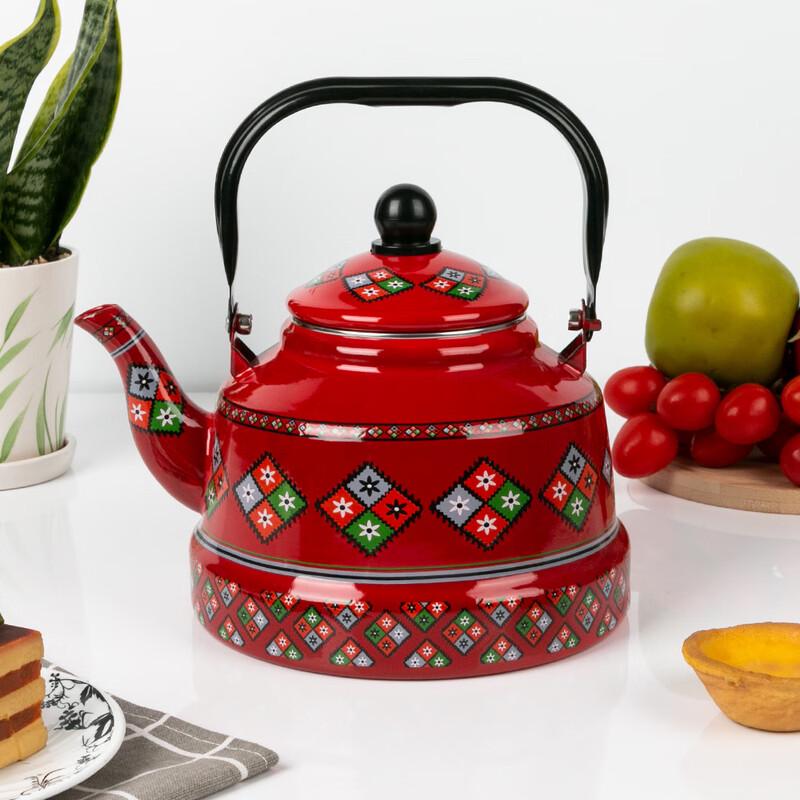 Enamel Square Fabric Antique Bell Kettle