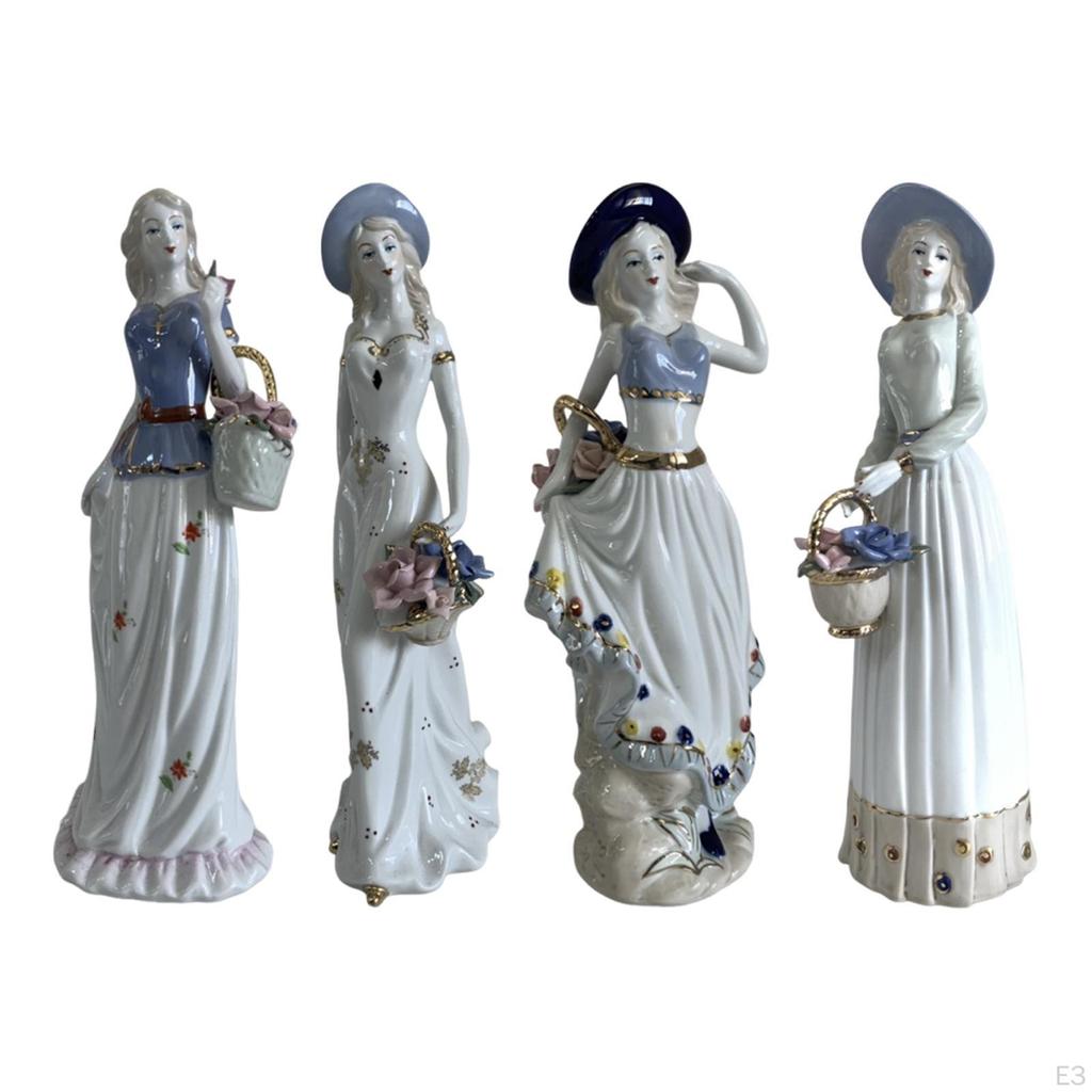 Ceramic Figurine Girl Statue Ornament, Modern Nordic Sculpture, Elegant Decor, Shock Resistant,